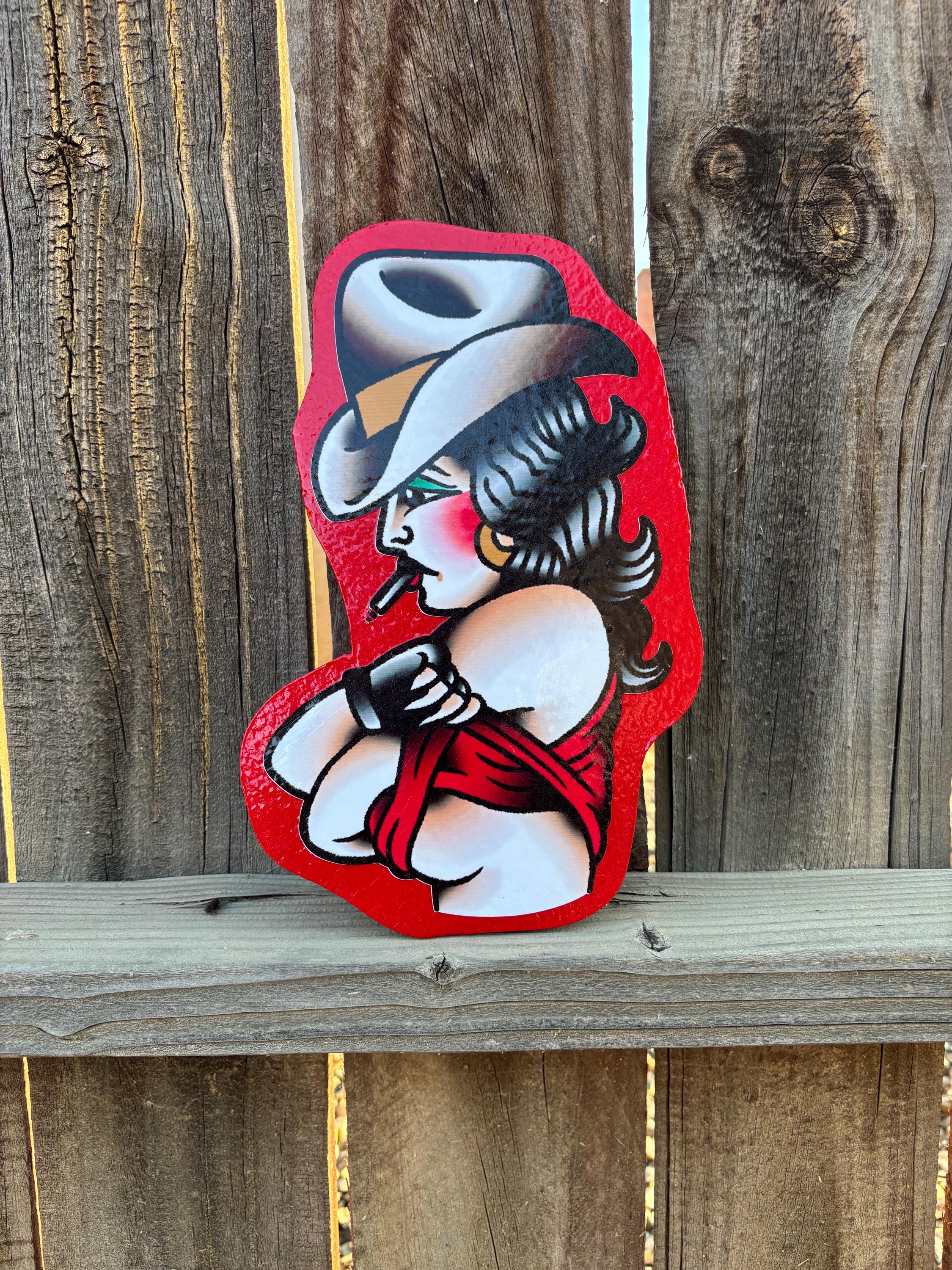 thumbnail image 2 of Pin Up Girl Smoker Decal Sticker – Vintage Retro For Mancave, Hot Rod, Garage, Toolbox 2 of 3