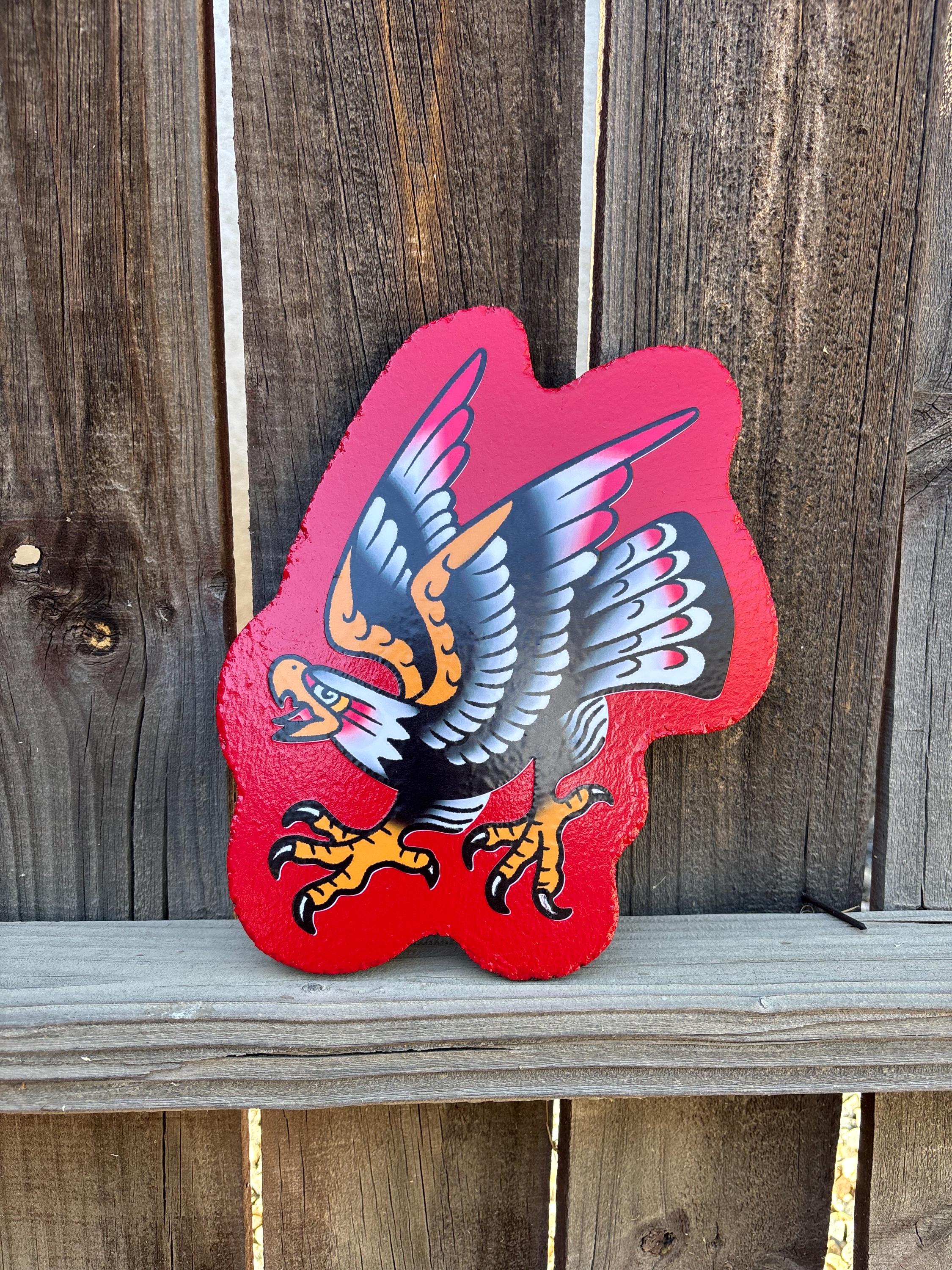 American Traditional Eagle Handmade Sign Garage Art Tattoo Flash