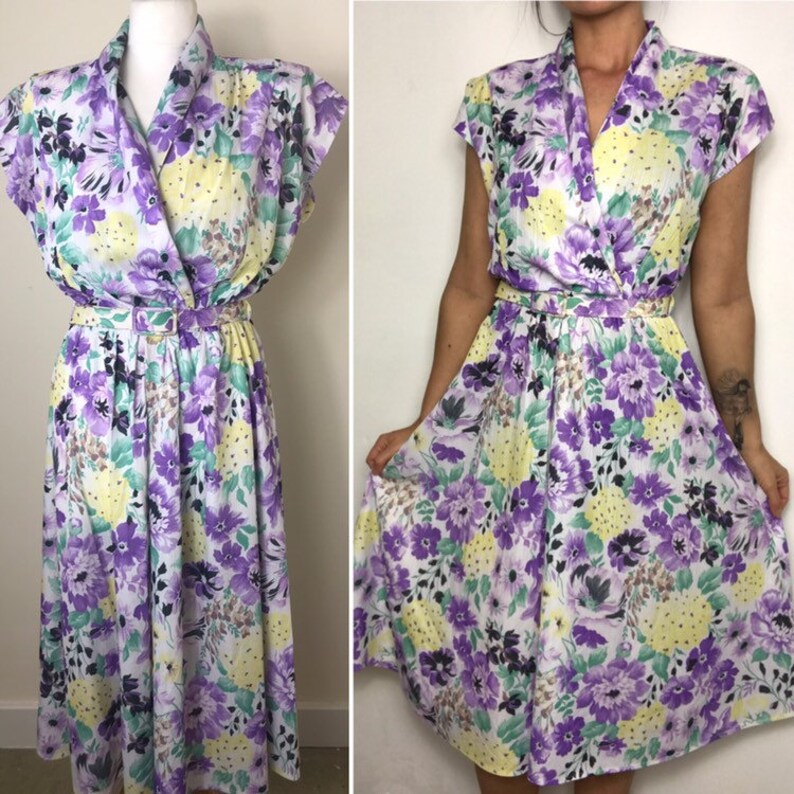 yellow and purple floral dress