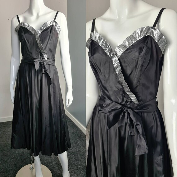 Vintage 70s RADLEY UK8 Black & Silver Party Dress