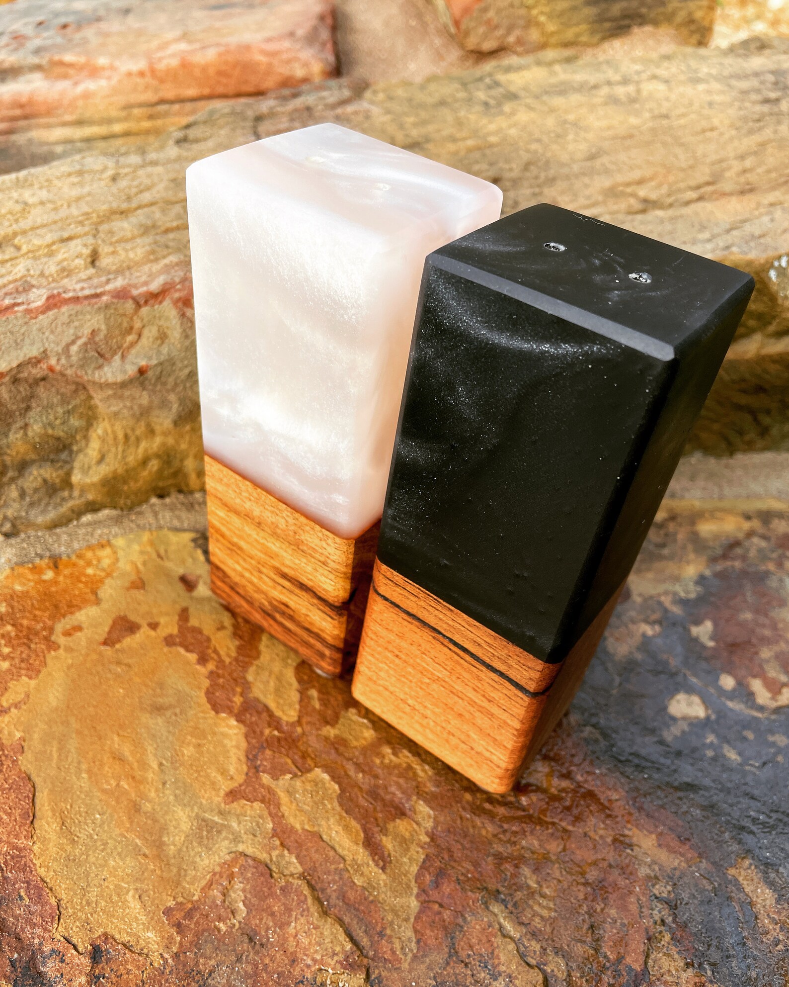 Salt and pepper epoxy resin shakers Etsy