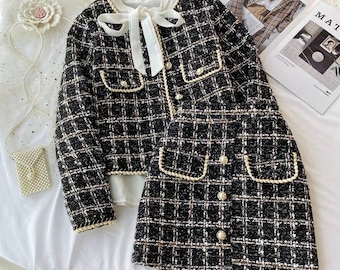 Skirt and jacket set best sale tweed