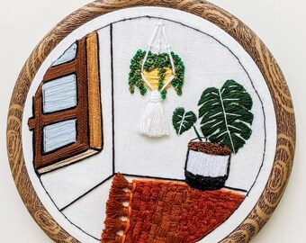 Wooden embroidery- handmade- Plants hand sewing embroidery-embroidery art-hand stitches-wall decorations-giftsideas-Pinterest inspired