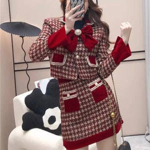 High Quality French Luxury Fashion Sequins Tweed Two Piece Set Women Short  Jacket Coat + Skirt Suits Small Fragrant 2 Piece Sets - AliExpress