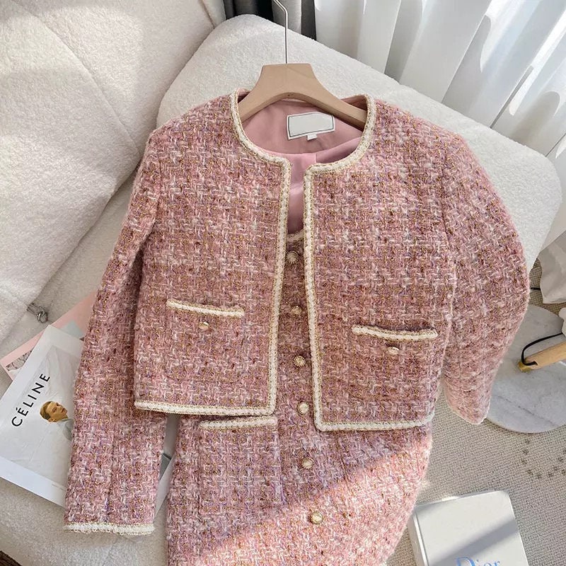 Pink Tweed Jacket - Etsy