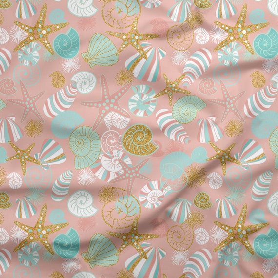 Mint Green//Gold Sparkle Metallic Stars Decor Nursery 100/% Cotton Fabric Sewing
