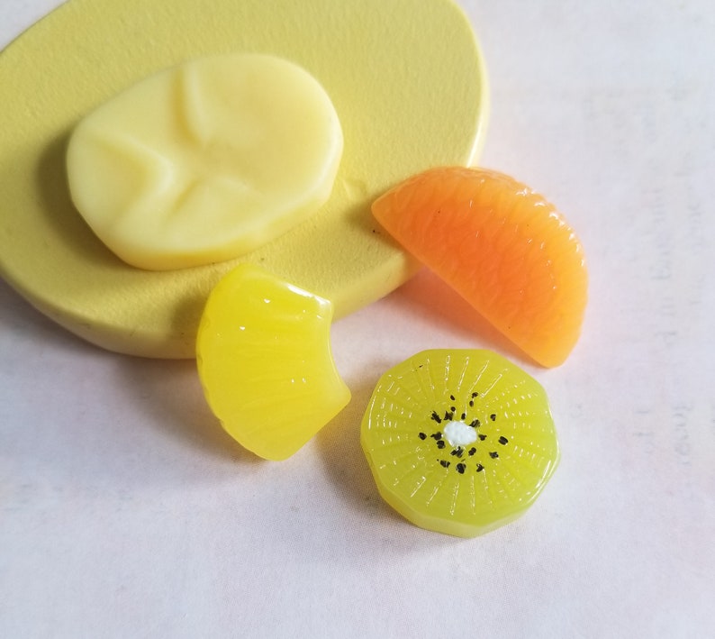 Banana pineapple orange kiwi slice Mold Food safe mold for fondant chocolate candy mints flexible mold fruit mold polymer clay mold
