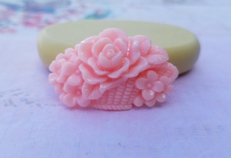 Roses in a basket mold flower charm fondant mints flexible silicone mold charm rose mold jewelry roses mold charms polymer clay resin