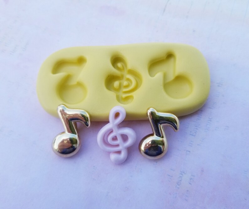 Music notes mold fondant chocolate candy mints cupcake topper earring mold cupcake topper resin mold clay mold jewelry mold