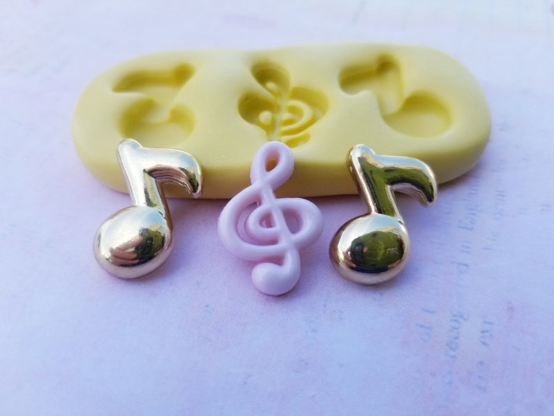 Music notes mold fondant chocolate candy mints cupcake topper earring mold cupcake topper resin mold clay mold jewelry mold