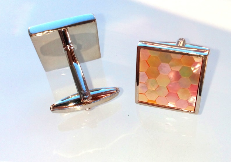 SALE 25/% OFF New Handmade Men/'s Silver Cufflinks inlaid with Shell with Presentation Box and Fast Delivery Ideal Valentine Gift