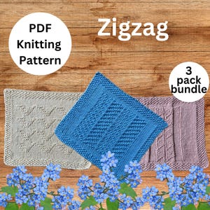 Set of 3 Zig Zag Knitted Cloth Patterns