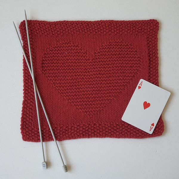 Heart Knitted Dishcloth Pattern