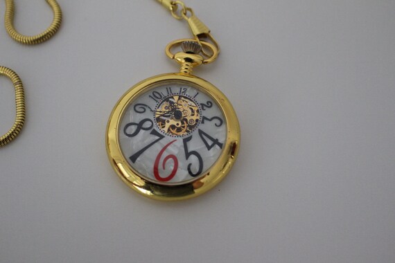 Gold pocket watch, Pearl white pocket watch, Mech… - image 2