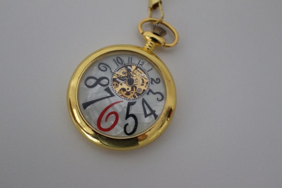 Gold pocket watch, Pearl white pocket watch, Mech… - image 5