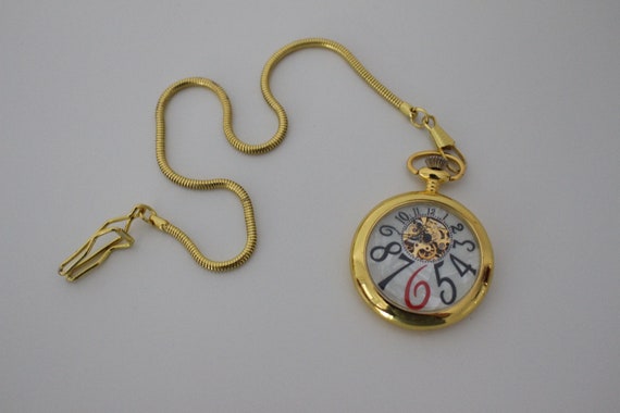 Gold pocket watch, Pearl white pocket watch, Mecha