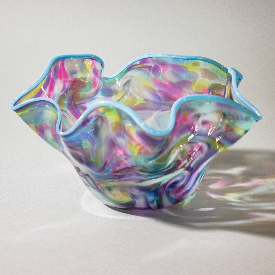Small Blown Glass Bowl Multicolor Mix Etsy