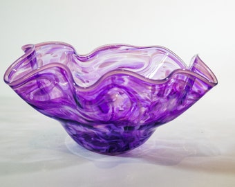 Large Blown Glass Bowl:  Purple