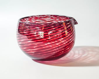 Blown Glass Yarn Bowl in Burgundy Red