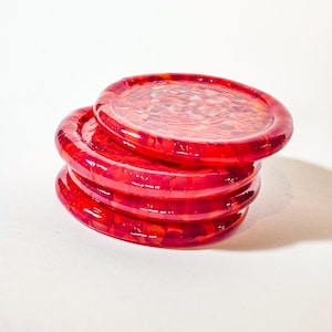 Handmade Glass Coasters: Intense Red