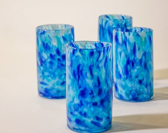 Tall Water Glass Sets:  Azure Blue