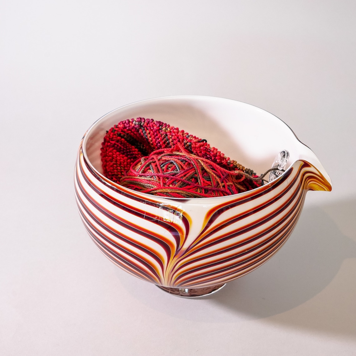 Blown Glass Yarn Bowl Tiger Etsy