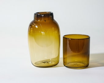 Hand blown Bedside Carafe and Cup Set