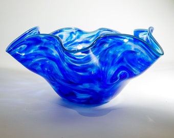 Large Blown Glass Bowl:  Cobalt Blue