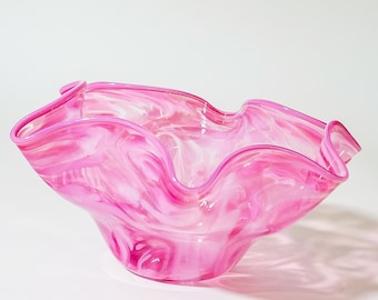 Medium Blown Glass Bowl: Pink