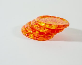 Handmade Glass Coasters: Orange Mix