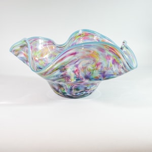 Large Blown Glass Bowl:  Rainbow Mix