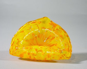 Molded Glass Business Card Holder in Yellow