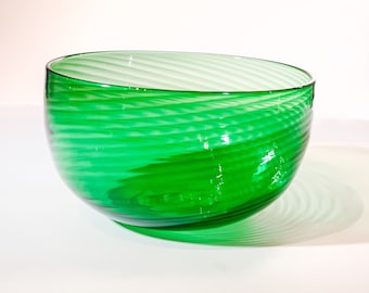 Verdant Green Blown Glass Bowl - Handcrafted Home Decor