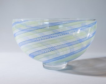 Large Blown Glass Bowl: Latticino Dreams #3 by Brad Stearns, artist