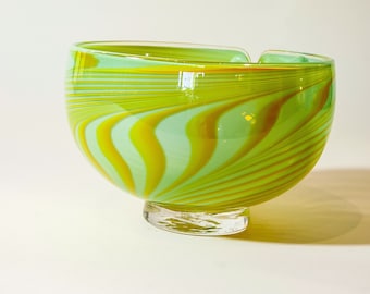 Blown Glass Yarn Bowl:  Lily Pond