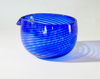 Blown Glass Yarn Bowl in Cobalt