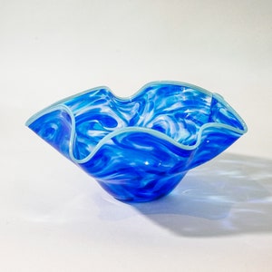 Extra Large Blown Glass Bowl:  Blue