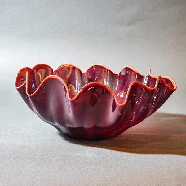 Handcrafted Large Glass Bowl: Bordeaux - Elegant Home Decor