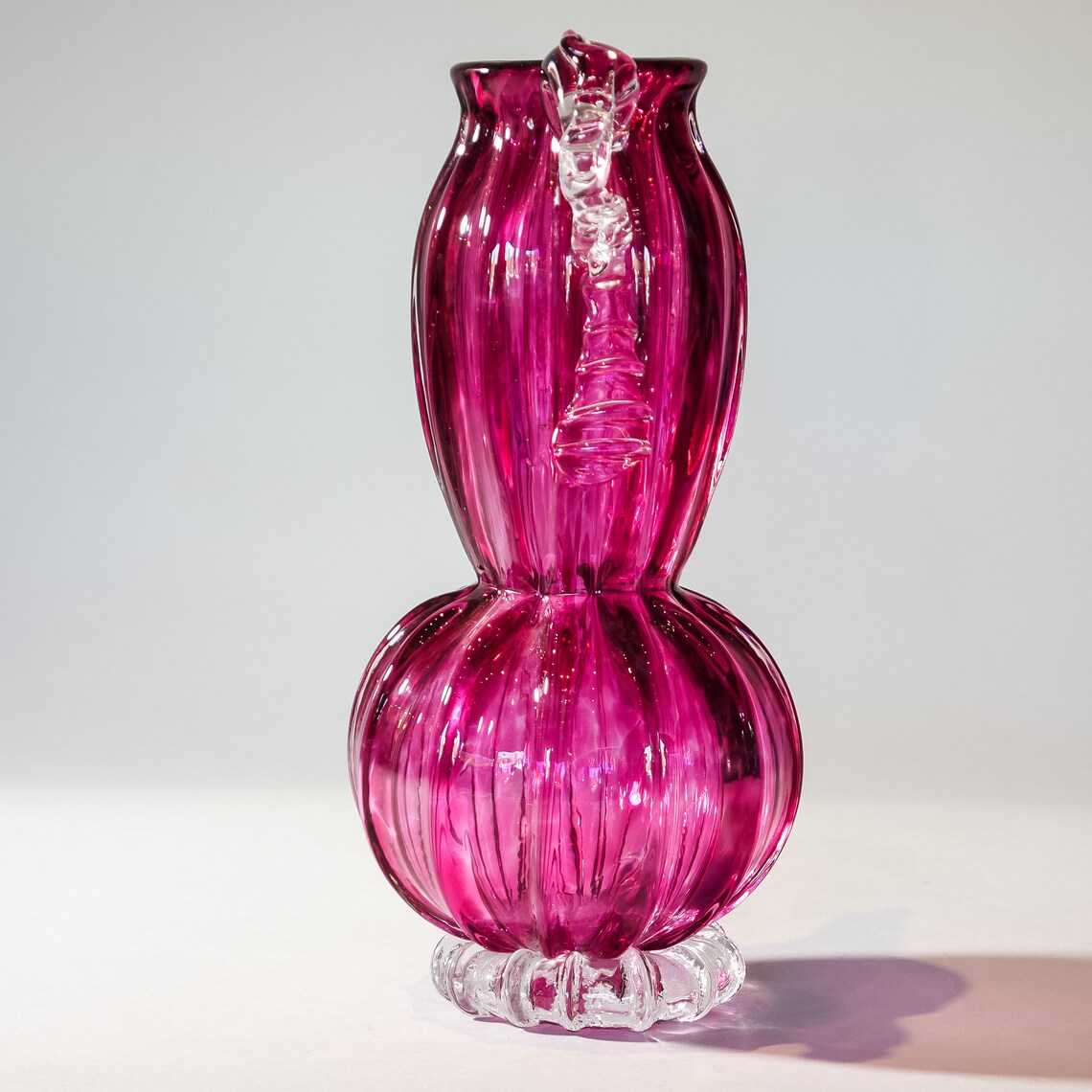 Blown Glass Fuchsia Vase As You Wish Etsy