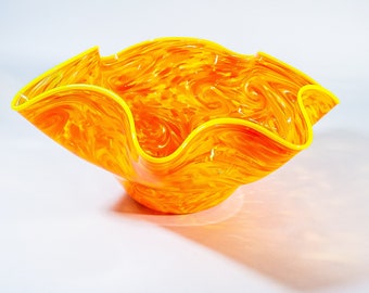 Extra Large Hand Blown Glass Bowl: Orange