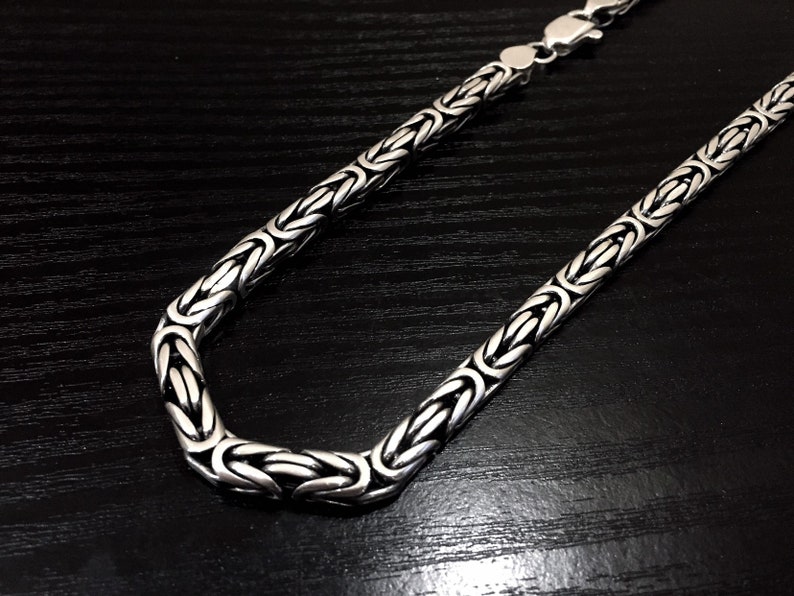 Mens Silver Necklace Byzantine Solid Sterling Silver 925 Etsy