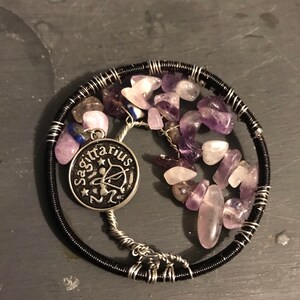 Zodiac Sagittarius Tree of Life Pendant Purple