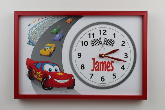 Red Race Car Personalized Wall Clock Kids Room Clock Children S Room Clock Wall Art For Kids Room Personalized Clocks Kids Clocks