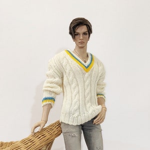 knitted doll clothes for bjd dolls semi-wool pullover iplehouse fid male, sartoriaj msd man, raccoondoll bjd man handmade outfits for 1/4