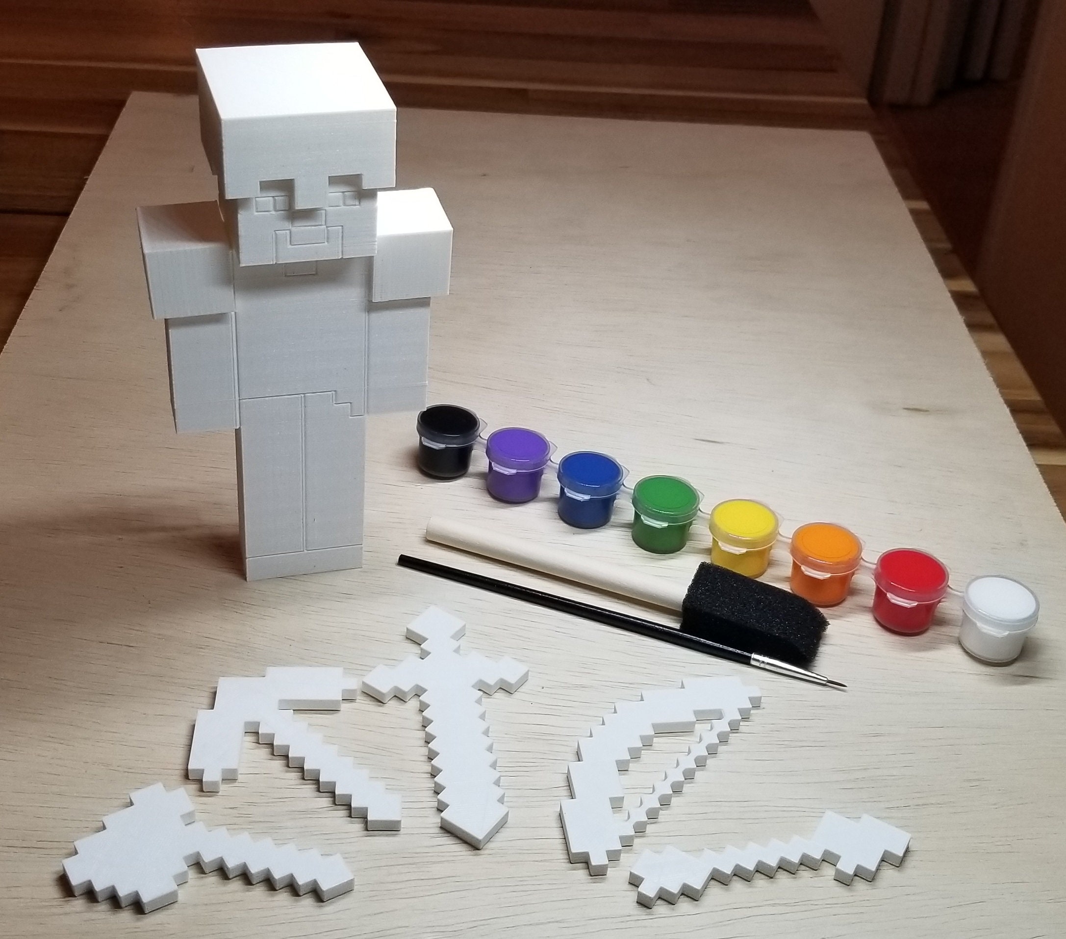 3D printed Minecraft Steve Paint Craft Set with Armor and Etsy
