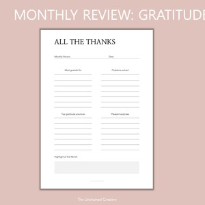 DIGITAL GRATITUDE Journal Printable - Gratitude Planner Gratitude Gift Downloadable Planner Monthly Habit Printable PDF A4 A5