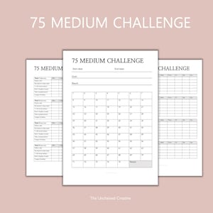 75 MEDIO - Tracker sfida 75 giorni, Challenge stampabile, Tracker abitudini quotidiane, Tracker progressi, PDF A4 A5