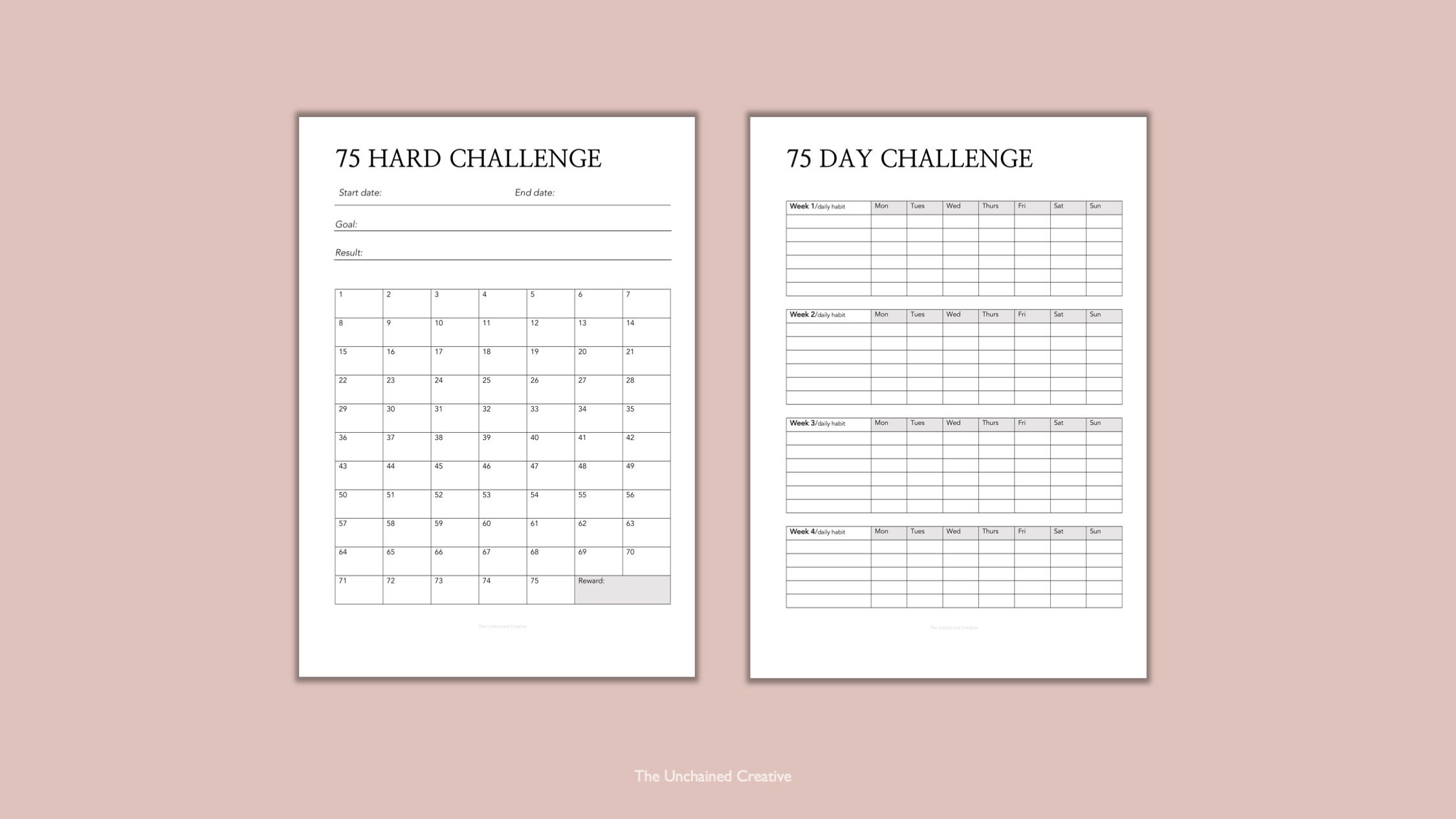 75 DAY CHALLENGE Tracker - 75 Daily Challenge Printable, Daily Routine ...
