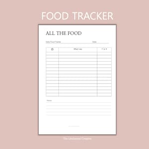 PRINTABLE FOOD Tracker - Food Log Food Diary Undated Planner Digital Food Planner Self Care Planner Healthy Food PDF A4 A5