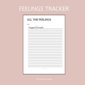 FEELINGS Journal - Daily Mood Tracker Minimalist Printable Habit Tracker Self Care Planner Mood Diary PDF A4 A5